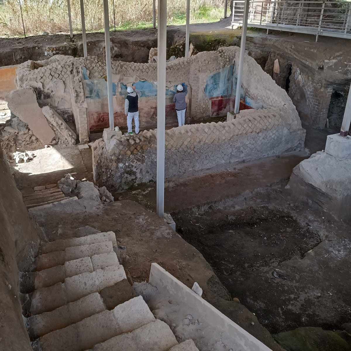 Villa Sora sfruttava la naturale pendenza del suolo e si sviluppava su terrazze degradanti verso il mare